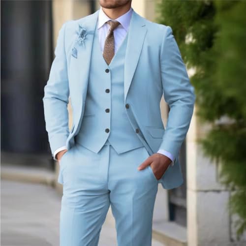 Men's 3 Piece Suit Slim Fit Suits Two Button Blazer Vest Pants Formal Wedding Prom Business Suits2