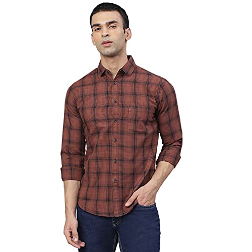 Image of Dennis Lingo Men Cotton Checkered Slim Fit Casual Shirt