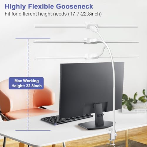 Image of EppieBasic LED Desk Lamp, 24W Double Head Desk Light,Architect Clamp Task Table Lamp, Office Desk Lamps Super Bright Extra Wide Area Drafting Work Light for Workbench, Reading, Monitor