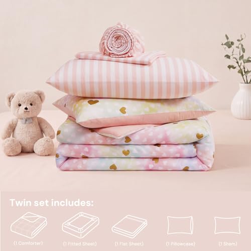 Image of Twin Comforter Set with Sheets for Girls-5 Pieces Twin Bedding Sets