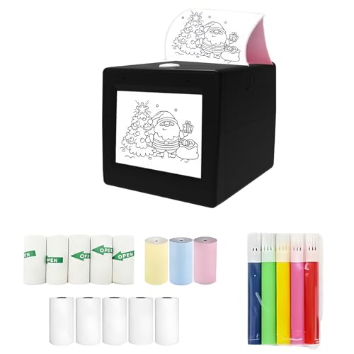 Image of Bxiadbzl AI Voice-Controlled Sticker Maker for Kids, Smart Pocket Thermal Printer with 6 Art Styles, Wireless WiFi Mini Portable Drawing & Coloring Machine for DIY(Black)