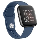 AK Silicone Bands Compatible with Fitbit Versa 2 / Fitbit Versa/Versa Lite/Versa SE Bands for Women Men, Classic Soft Straps Replacement Sport Wristbands for Fitbit Versa 2 Smart Watch (Navy Blue)