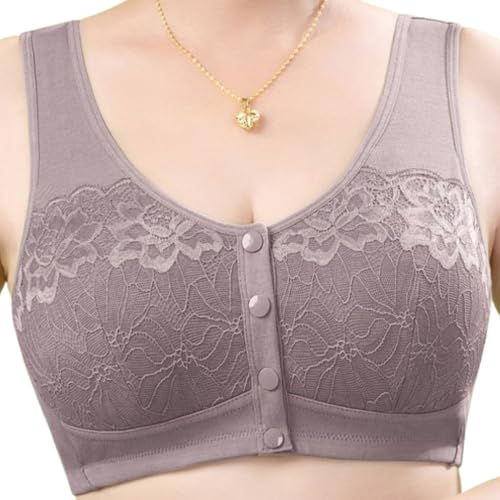 Bras for Older Women, Posy Bra - Comfortable Front Button Wireless Shaping, Front Button Bras (Perple,38)