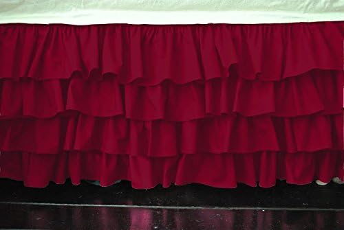 VR Textiles Collection Easy Fit 15'' Mattress Wrap Elastic 14" Drop Egyptian Cotton Bed Ruffle/Skirt TWIN Dark Red