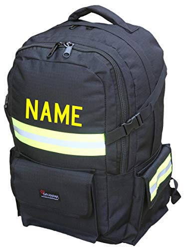 Fully Involved Stitching Black Firefighter Personalized Backpack