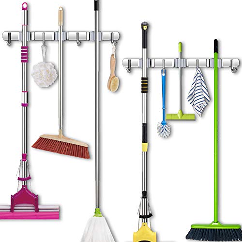Catálogo para Comprar On-line Soporte para Escobas los más solicitados. 47 Soporte para escoba, 2 piezas Soporte para fregona de montaje en pared Organizador de almacenamiento de acero inoxidable Percha para herramientas de jardín de alta resistencia