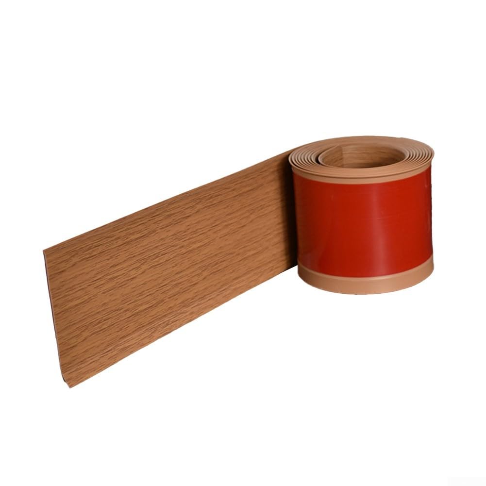 Tira de moldura de pared autoadhesiva de PVC para sala de estar, dormitorio, decoración del hogar, gris, marrón, negro, blanco, amarillo, roble gris, grano de madera (gris)