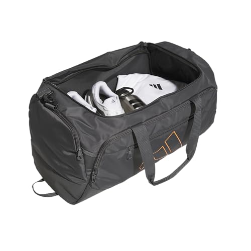 Image of adidas Defender 5 Duffel Bag for Sports, Gym and Travel, Grey Six /Pure Orange, OSFA