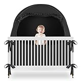 Blackout Baby Sleep Tent Sleep Pod, Pop Up Crib Blackout Cover Canopy for Naps at Home and Traveling, Fits Full Size Crib, Pack n Play, and More with Safe Bottom Design, Blocks 98% Light
