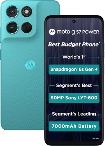 Image of Motorola G57 Power 5G (Pantone Fluidity, 8GB RAM, 128GB Storage) | 6.72 inch FHD+ Display | Snapdragon 6s Gen 4 Processor | 50MP + 8MP Dual Rear Camera | 8MP Front Camera | 7000mAh Battery | 5G Smartphone