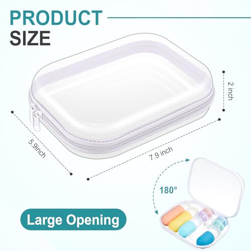 Image of Hoolerry 4 Pcs Hard Clear Zipper Case Makeup Bags Plastic Zipper Pouch Transparent Storage Box Containers for Cosmetics, Snacks, Building Blocks, Puzzles(Clear,7.9 x 5.9 x 2 in,White)