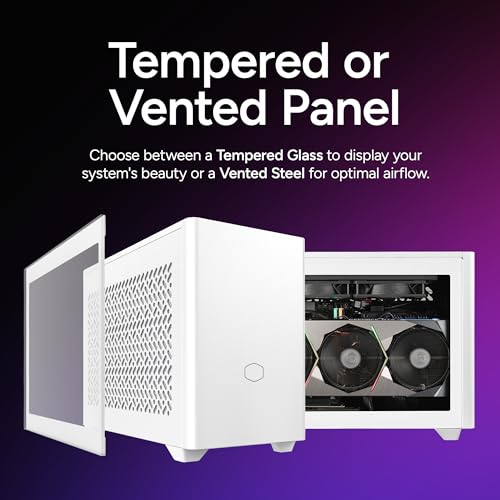 Image of Cooler Master NR200P V2 White Mini-ITX PC Case Ready, SFX Fit PSU Ready to Install, 280mm AIO Support, 357mm Vertical GPU Mount, Designed Ready Nvidia RTX 5090 | AMD RX 9070 XT, Tempered Glass, DIY