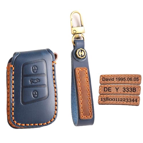 Porte-clés Skoda Superb et VW Passat en cuir bleu pour vos trajets quotidiens