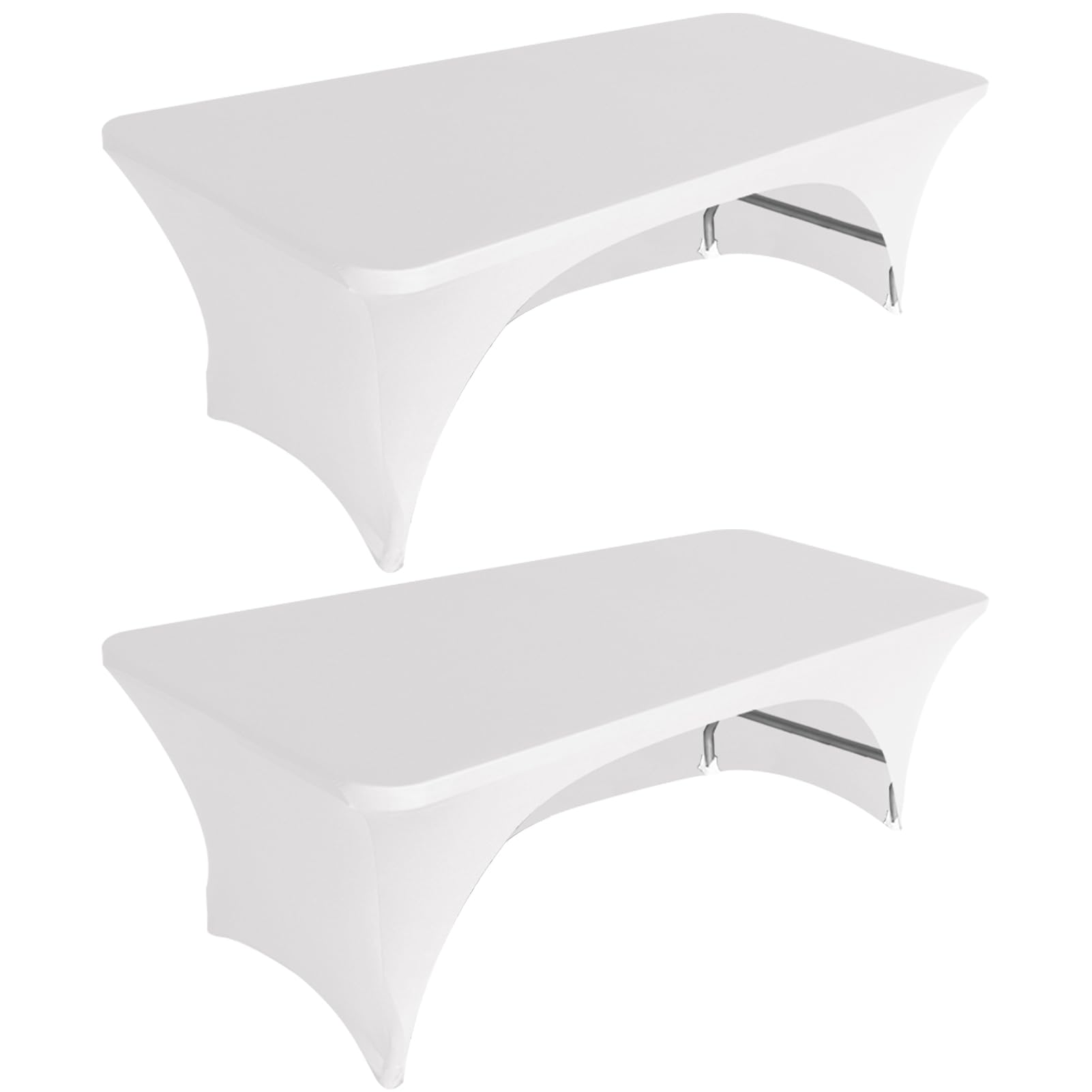 Eurmax USA Spandex Table Cover 4 ft. Fitted 30+ Colors Polyester Tablecloth Stretch Spandex Table Cover-Table Toppers,4 FT Table Cover Open Back (White,2 Pack) โ image 1