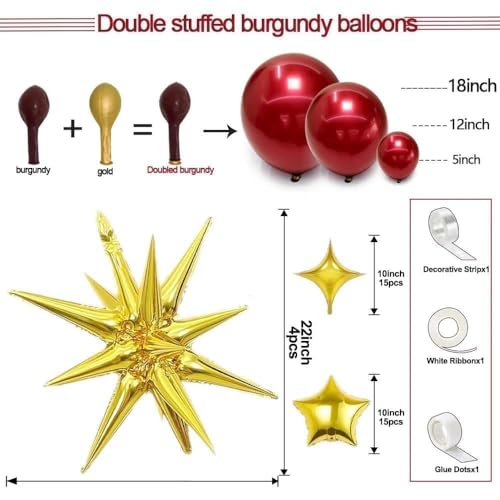 Image of Double Stuffed Burgundy Balloon Arch for Birthday Valentines Party Decor