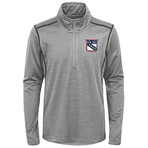 Outerstuff NHL Big Boys Youth (8-20) Back To The Arena 1/4 Zip Pullover Sweater Grey, New York Rangers Large (14-16)