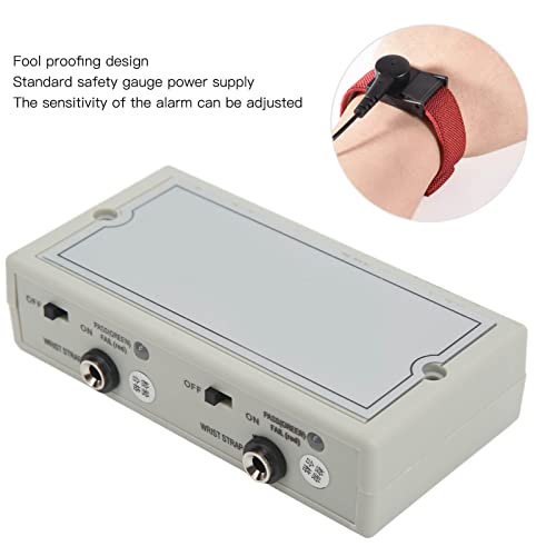 Image of Wrist Strap Tester, ESD Grounding Monitor & Antistatic Wristband Alarm, Real‑Time Microcomputer Chip Detection High Sensitivity, for ESD‑Safe Workbench and Production Line (US Plug 100‑240V)