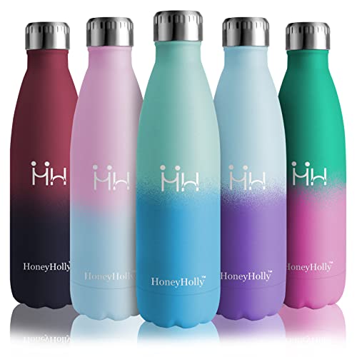 HoneyHolly Vakuum isolerad drickflaska av rostfritt stål – 350/500/650/750ml, perfekt termosflaska för barn, småbarn, skola, dagis, sport,...