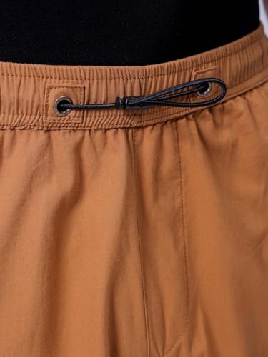 Image of The Indian Garage Co Men Relaxed Fit Solid Mid-Rise Elasticated Cargos