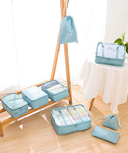 Cubos organizadores Bycc Bynn, 8 peças de organizadores de mala de viagem, Bege