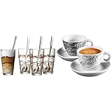 Ritzenhoff & Breker Latte Macchiato Gläser-Set, 4-Gläser und 4 Löffel & Espresso-Set Cornello, 4-teilig, Grau, 80ml