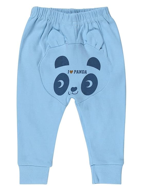 GOLURK Unisex Baby Cotton Jogger Pants with Panda Design, Multi Colours, Elastic Waistband (in, Age, 12 Months, 18 Months, Regular, 6, Multicolor)
