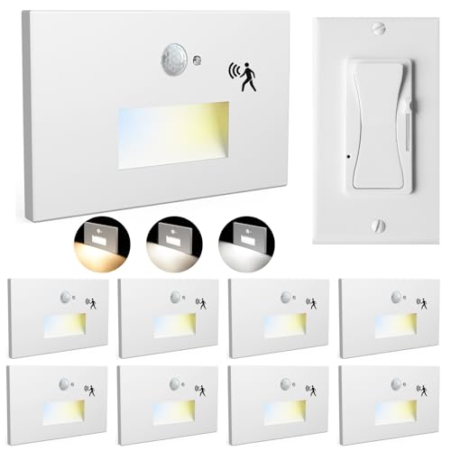 Image of 8 Pack 3CCT 120V Motion Sensor LED Step Lights Indoor Outdoor, White
