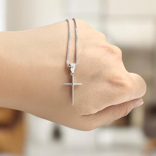 ELEGANT & PRECIOUS STRANDS Sterling Silver Cross Necklace For Women, Cross Pendant Easy to Wear – Classic Silver Cross Necklaces for Women Simple Trendy Every Day Jewelry4