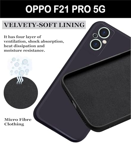 Image of BlazeTech for [ Oppo F21 Pro 5G ] Liquid Silicone Back Case Cover Flexible |Inner Lining| with Camera Protection Back Cover for [ Oppo F21 Pro 5G ] - Black
