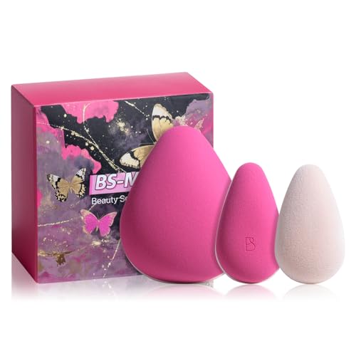 BS-MALL Dual-purpose Powder Puff & Makeup Sponge – Premium Makeup Sponge Set For Foundation, Loose Powder – Travel-friendly, Multi-purpose Portable Travel (Hot Pink Dual-purpose Powder Puff)