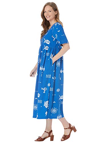 Woman Within Women's Plus Size Stamped Empire Waist Dress - L, Lime Starfish Green #TOP3