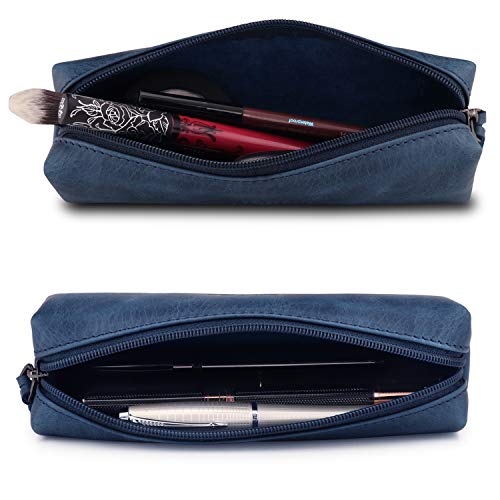 Londo Genuine Leather Zipper Pen, Pencil & Cosmetic Case - Pouch Stationery Bag, Blue, one Size (OTTO318) by Londo - Image 3