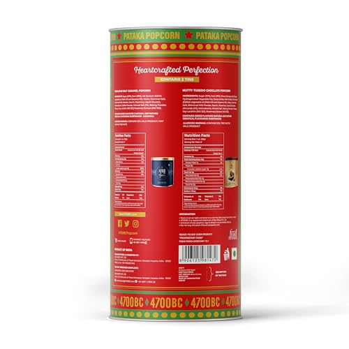 Image of 4700BC Pataka Popcorn, 275g (2Tins: Nutty Tuxedo Chocolate and Himalayan Salt Caramel)
