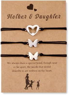 YELUWA Sisters Best Friend Friendship BFF Bestie Heart Matching Long Distance Lovely Charms Bracelets Gift for 2/3/4/5 Teen Girls Women Mother Daughter with Wish Card