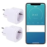 WLAN Steckdose mit Strommessung,SEC 24 Stromzähler WiFi Steckdose,Stromverbrauch Messen,Strommessgerät,Sprachsteuerung mit Alexa & Google Assistant Zeitschaltuhr/Zeitplan APP Fernsteuerung.