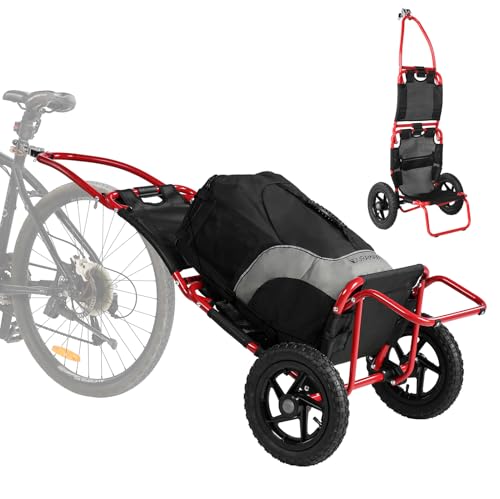 Sepnine Compact Cargo Bicycle Trailer, Easily Folded and Dismantled, Max Load 44 Lbs, with Attachment Clips, Including Transport Straps, Universal Bicycle Coupler, for Moving, Camping