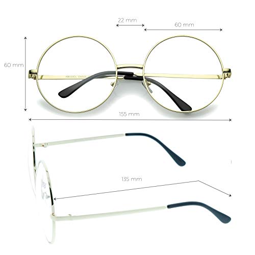 Image of zeroUV Large Oversized Metal Frame Clear Lens Round Circle Eye Glasses