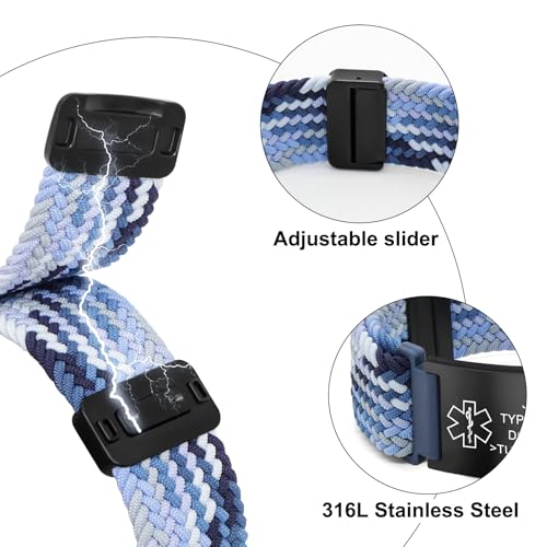 Personalized Medical Alert Bracelet, Elastic Nylon Medical ID Bracelet with Engraved Tag, Adjustable Length and Color Options, Custom Keepsake Gift for Health-Conscious Loved Ones2