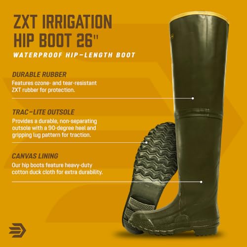 LaCrosse ZXT Irrigation 26" Hip Waders for Men - Waterproof, Durable Rubber Boots for Men with Adjustable Strap & Traction Outsole4