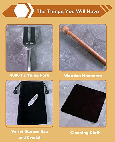 4096 Hz Tuning Fork, Crystal Tuning Fork For Healing, Medical-Grade With Wood Hammer And Soft Storage Bag #TOP4
