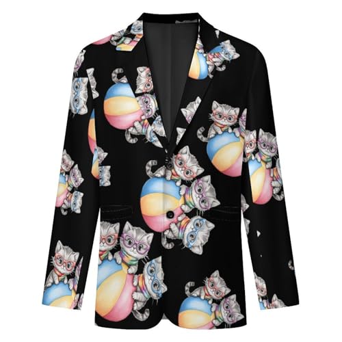 Cute Cat Kitty Men's Blazer Printed Button Suit Jacket Slim Sport Coat Blazers 5