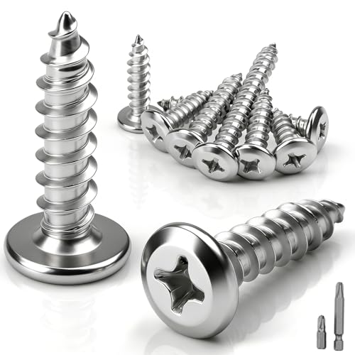 mawmuaw Lot de 25 vis à bois M6 x 20 mm en acier inoxydable A2 V2A, vis à tête plate cruciforme, autoforeuses, filetage complet, pour bois, tôle, meubles