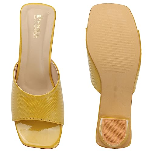 Image of Denill Women's Slip-On Heeled Sandals Square Toe, Textured Upper & Non-Slip Sole