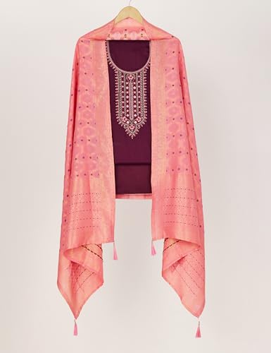 Image of Amazon Brand - Myx Women's Unstitched Embroidered Salwar Suit Dress Material With Dupatta