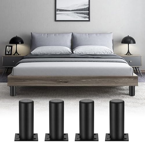4 Stück 15cm Möbelfüße, Alulegierung Möbelfüsse, Schrankfüße, Sofabeine, Schrankbeine, Möbelbeine für Stühle Tisch Schrank Schreibtisch Regal Couch Sofa Füße Beine mit Schrauben(Schwarz)
