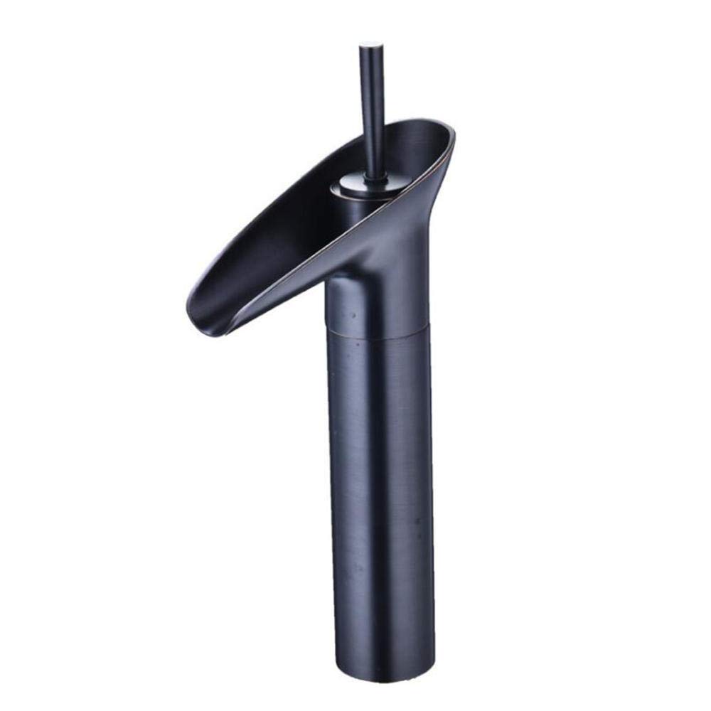 Miscelatore per lavabo Alto Rubinetto per lavabo a Cascata Rubinetto per lavabo da Bagno Antico Nero Rubinetto per lavabo in Ottone sopra Il bancone Rubinetto per Bagno Caldo e Freddo