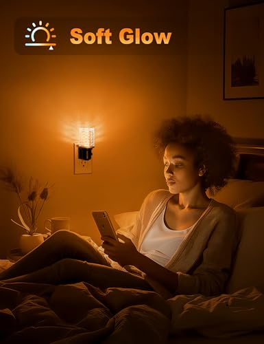 Image of JandCase LED Night Light Amber, Dimmable Night Lights Plug into Wall, Modern Nightlight with Auto On Off Light Sensor, Amber Night Light 0-100LM Brightness for Bathroom Hallway Bedroom Decor
