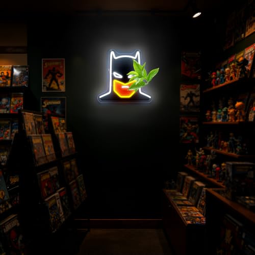 Image of Bat Neon Sign for Wall Decor Anime Neon Light for Man Cave Bat Birthday Gifts for Man Boys Fans Teen Dimmable LED Anime Light for Bedroom Game Room Comic Shop Home Bar Office Size13.2*12.6in(FMA125)