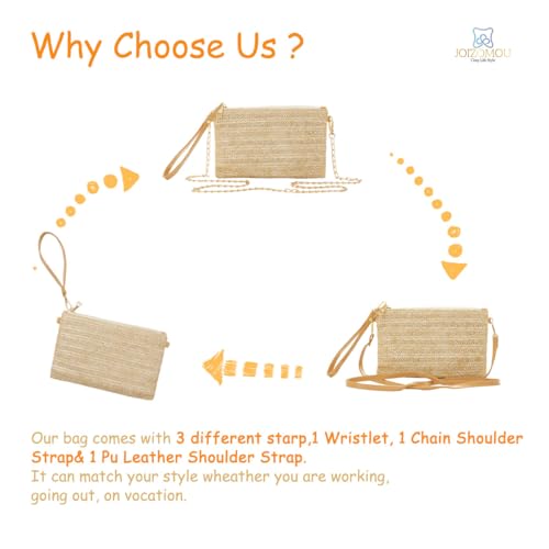 Image of Straw Purse Crossbody Bags for Women Summer Purses Handbags Beach Straw Clutch Wristlet Wallets