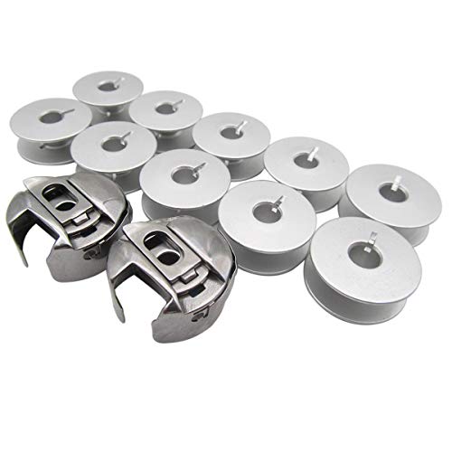 CKPSMS Brand -#9033A 10PCS+BC-PF9076-NBL 2PCS BOBBINS& Bobbin Cases Compatible with/Replacement for PFAFF Brand 138 238 335 437 1212 2022 6120 7560 CONSEW Brand 277R